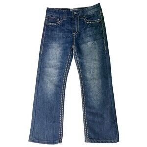 Montero Jeans Girls Medium Blue Denim Boot Cut Jeans Rhinestone Cross